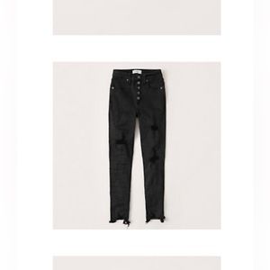 Abercrombie and Fitch Curve Love High Rise Super Skinny Ankle Jeans - Black
